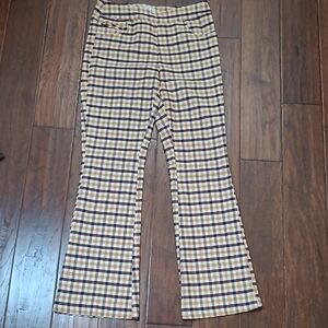 Cato Orange, Brown, Tan & Cream Plaid Mid-Rise Boot Cut Pants size 6